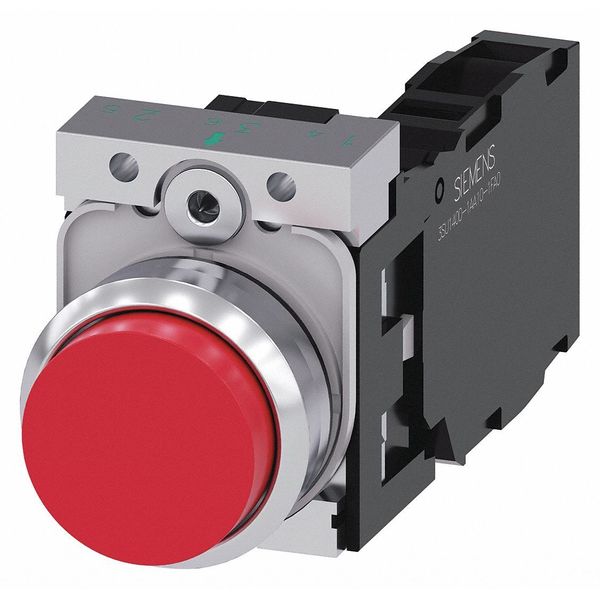Push Button, 22mm, Red, Metal Bezel