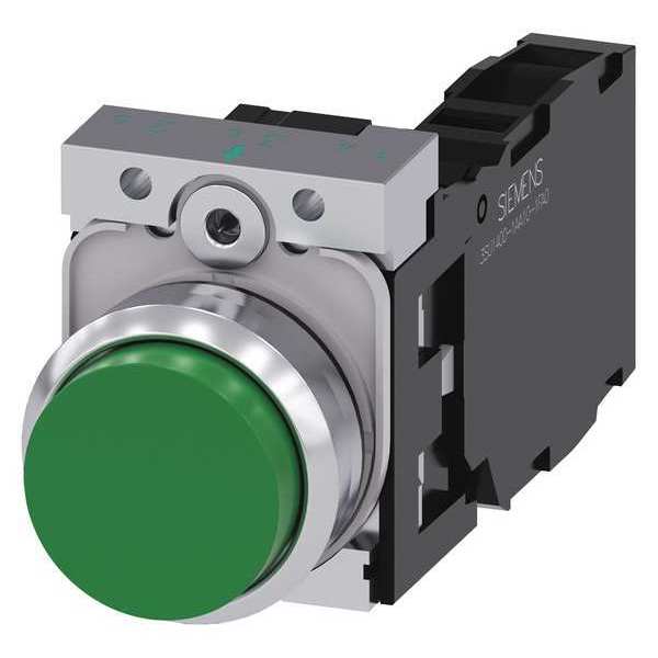 Push Button, 22mm, Green, Metal Bezel