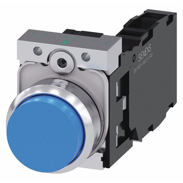 Push Button, 22mm, Blue, Metal Bezel