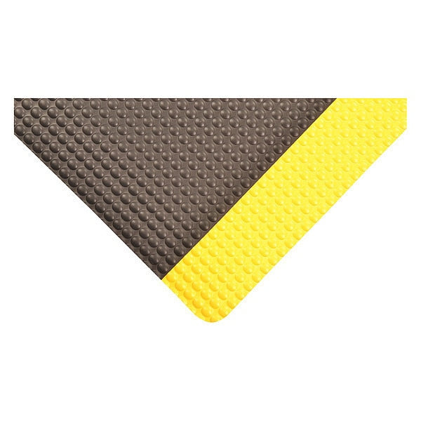 Antifatigue Runner, Black/Yellow, 72 ft. L x 2 ft. W, Vinyl Surface With Dense Closed PVC Foam Base