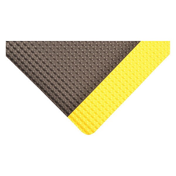 Antifatigue Runner, Black/Yellow, 72 ft. L x 4 ft. W, Vinyl Surface With Dense Closed PVC Foam Base
