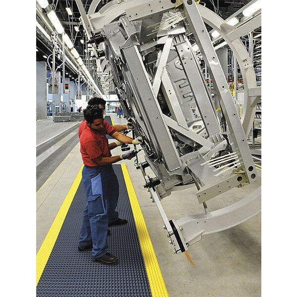 Antifatigue Runner, Black/Yellow, 72 ft. L x 4 ft. W, Vinyl Surface With Dense Closed PVC Foam Base