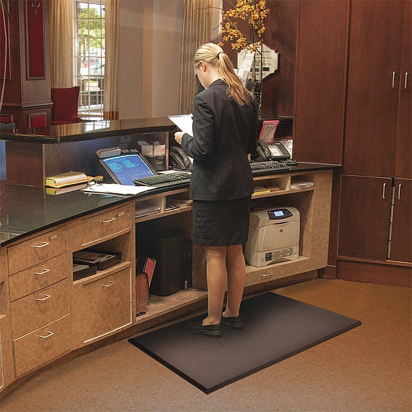 Antifatigue Runner, Black, 75 ft. L x 4 ft. W, Nitrile/PVC Foam Blend, Textured Surface Pattern
