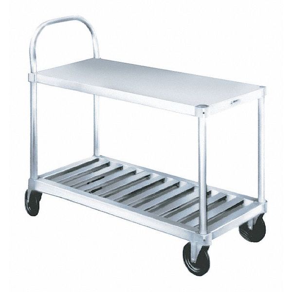 Aluminum Utility Cart, Flat, 2 Shelves, 600 lb