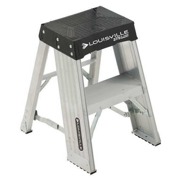 2 Steps, Aluminum Step Stand, 375 lb. Load Capacity, Silver, Standards: ANSI