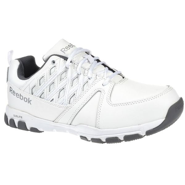 Work Shoes, 7-1/2, M, White, Steel, Men's, PR