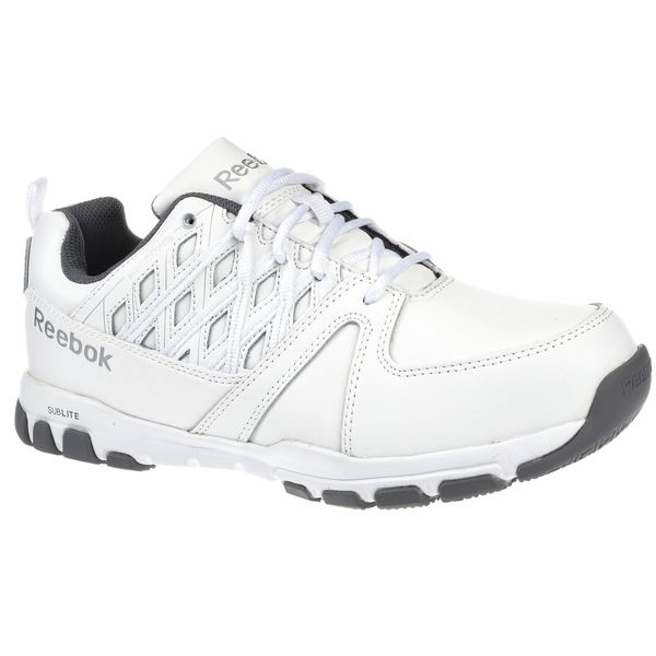 Work Shoes, 7-1/2, W, White, Steel, Men's, PR