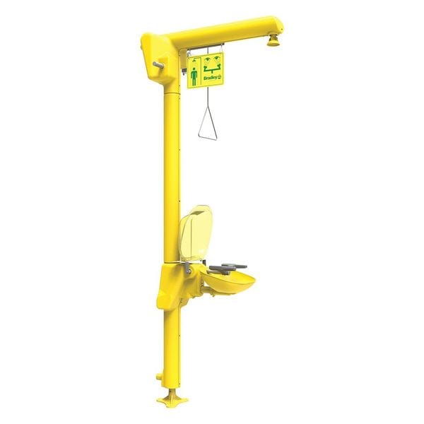 Floor-Mounted Heat Traced Shower with Plastic Bowl in Yellow