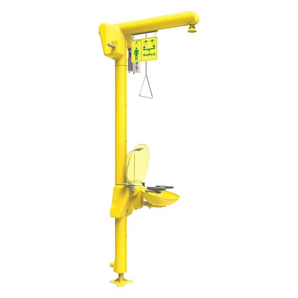 Floor-Mounted Heat Traced Shower with Plastic Bowl in Yellow