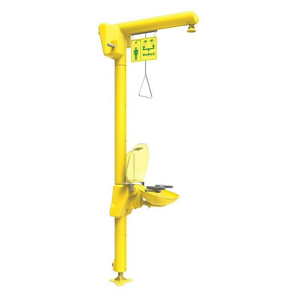 Floor-Mounted Heat Traced Shower with Plastic Bowl in Yellow