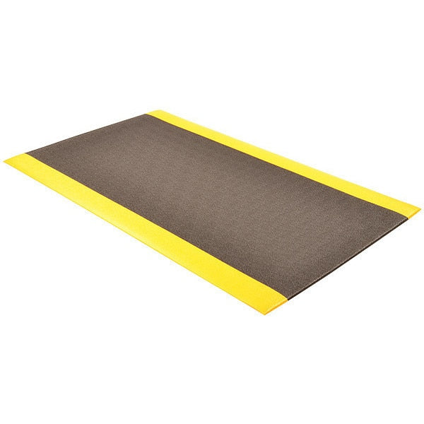 Antifatigue Runner, Black/Yellow, 60 ft. L x 2 ft. W, PVC Foam, Pebble Surface Pattern, 3/8