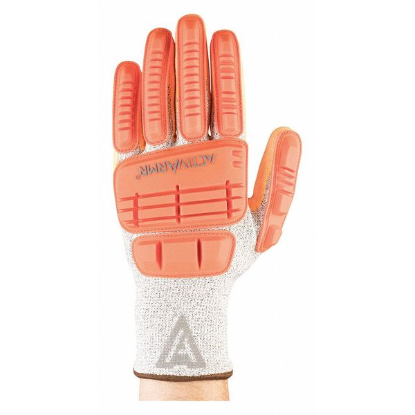 Hi-Vis Cut Resistant Impact Coated Gloves, A4 Cut Level, Nitrile, 8, 1 PR