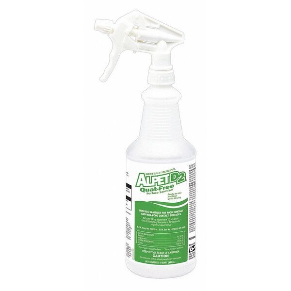 Sanitizer, Ready to Use, Bottle, 32 oz, PK12