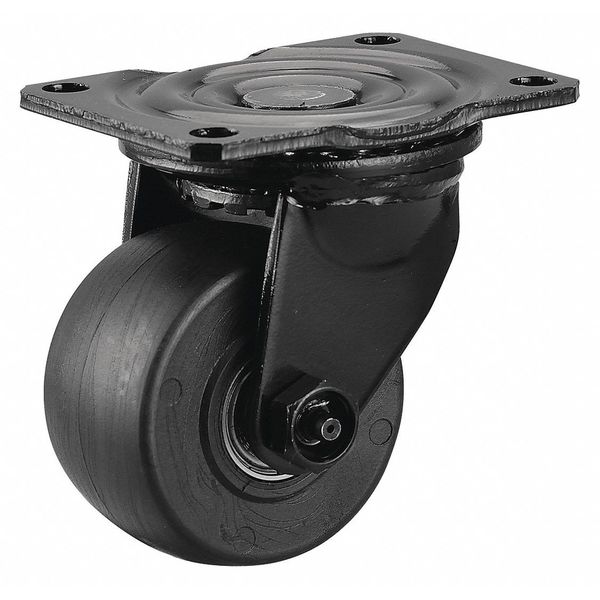 Plate Caster, Light-Med. Duty, 800 lb., Blk