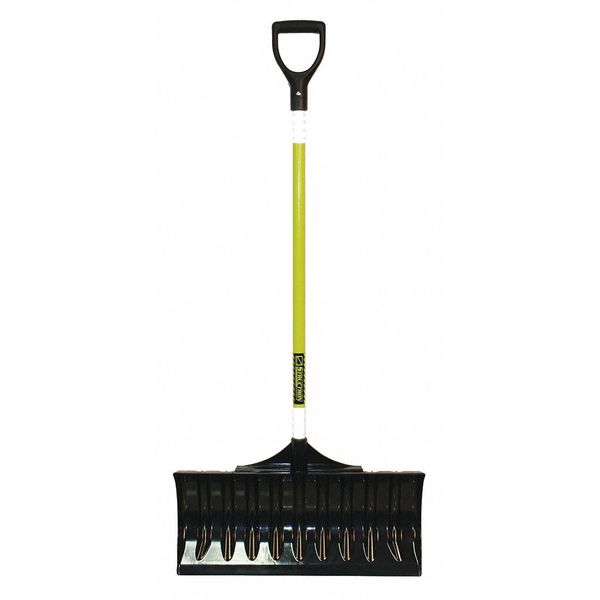 Snow Shovel, 45 in Fiberglass D-Grip Handle, Poly Blade Material, 24 in Blade Width