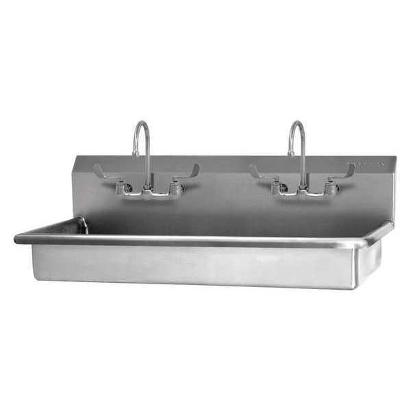 Wall Mount, 4 Hole, Wrist Blade Handles, Stainless, Wash Station