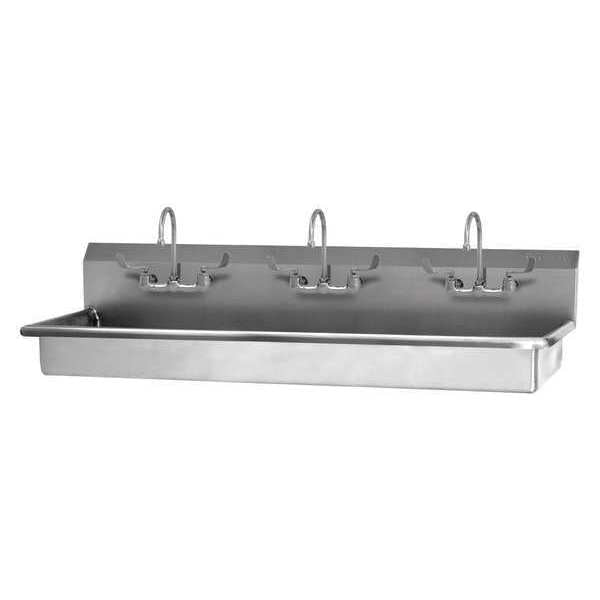 Wall Mount, 3 Hole, 8 OC Faucet, Stainless, Wash Station