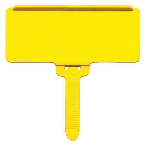 Yellow Plastic Label Tag, 3 in L, 1 3/8 in W
