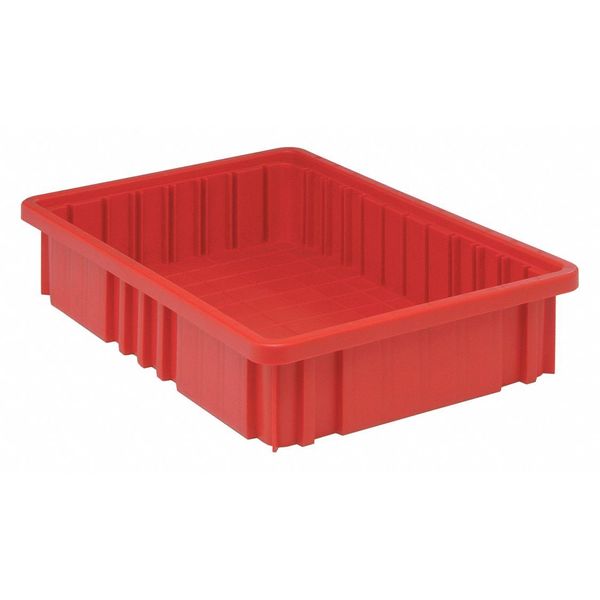 Divider Box, Red, Polypropylene, 16 1/2 in L, 10 7/8 in W, 3 1/2 in H, 0.23 cu ft Volume Capacity