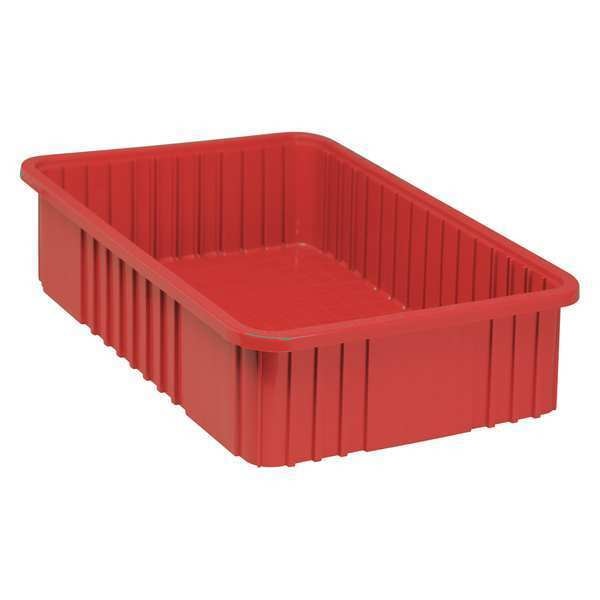 Divider Box, Red, Polypropylene, 22 1/2 in L, 17 1/2 in W, 6 in H, 1.02 cu ft Volume Capacity