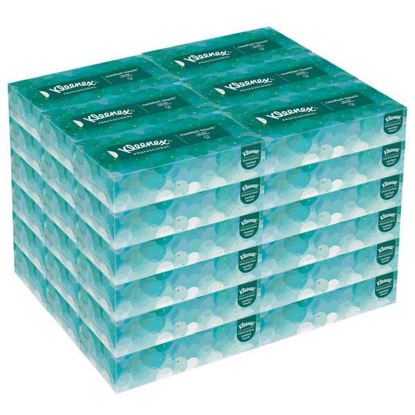 Facial Tissue, Kleenex Comfort Touch, Flat Box, 2 Ply, 100 Sheets/Box, 36 Pack