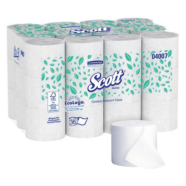 Coreless High-Capacity Standard Roll Toilet Paper, 2-Ply, White, (1,000 Sheets/Roll, 36 Rolls)