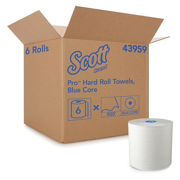 Hard Roll Towels with Absorbency Pockets, for Blue Core Dispensers, White, (900'/Roll, 6 Rolls/Case)