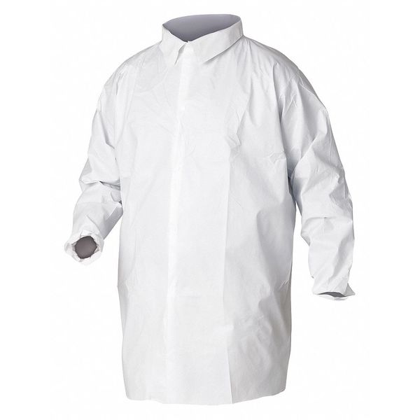 Breath Parti LabCoat 4Hook Close KneeLeng ElastWris WHT 2X