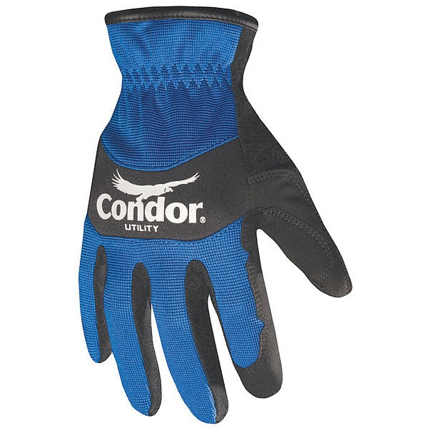 Mechanics Gloves, S, Black/Blue, Single Layer and Seamless, Spandex/Neoprene