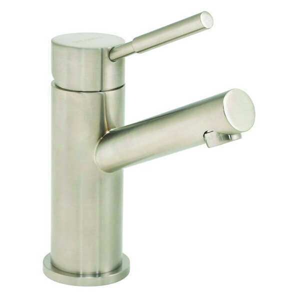 Lever Handle Single Hole Mount, 1 Hole Angled Straight Bathroom Faucet, Brushed Nickel