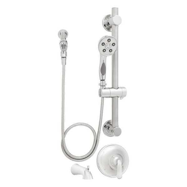 wall, Shower and Tub Combination, Polished Chrome, Wall