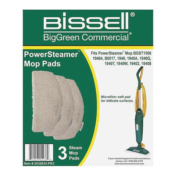 12 in Pad, 0.25 oz Dry Wt, White, Microfiber, PK3