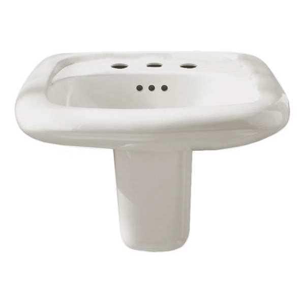 White Bathroom Sink, Vitreous China with EverClean Wall Mount, Overall Length: 21-1/4