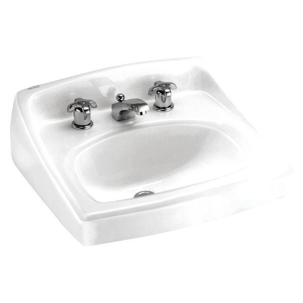 White Bathroom Sink, Vitreous China, Wall Mount