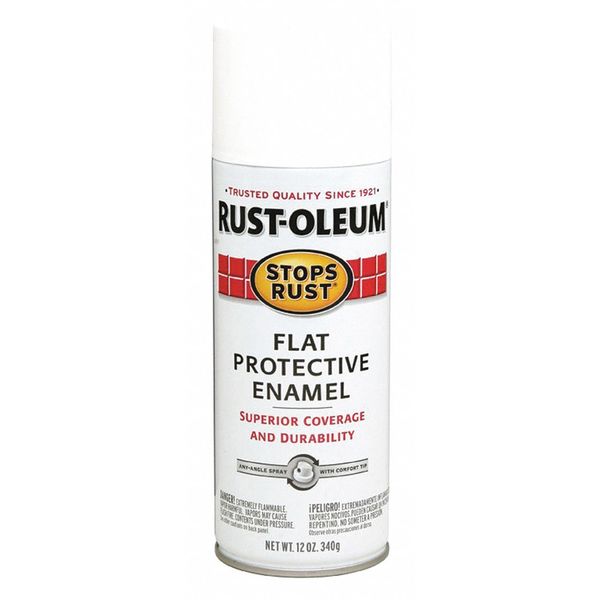 Spray Paint, White, Flat, 12 oz