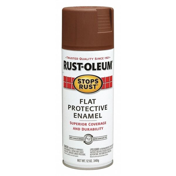 Spray Paint, Brown, Flat, 12 oz.