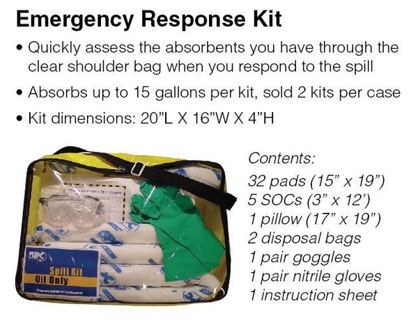 Spill Kit, Universal, Clear/Yellow