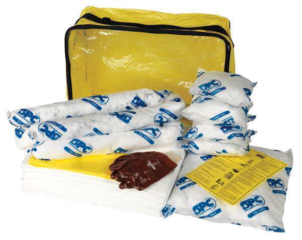 Spill Kit, Oil-Based Liquids, Clear/Ylw