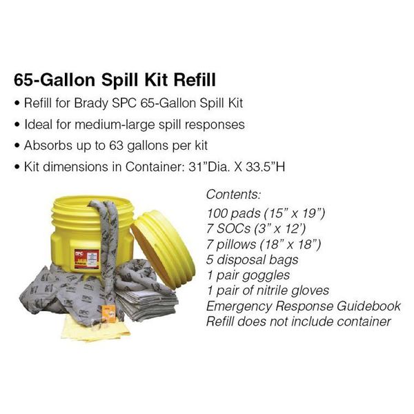 Spill Kit Refill, Universal, Gray