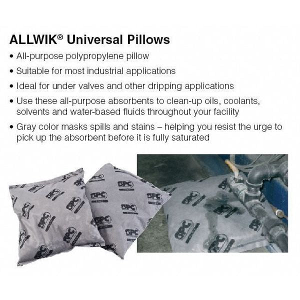 Sorbents, 28 gal. Universal Absorbed, Gray, Polypropylene, 16 PK