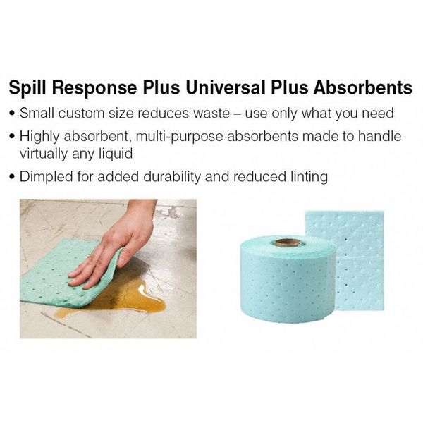 Sorbents, 5.5 gal. Harsh Chemicals Absorbed, Green, Polypropylene, 100 PK