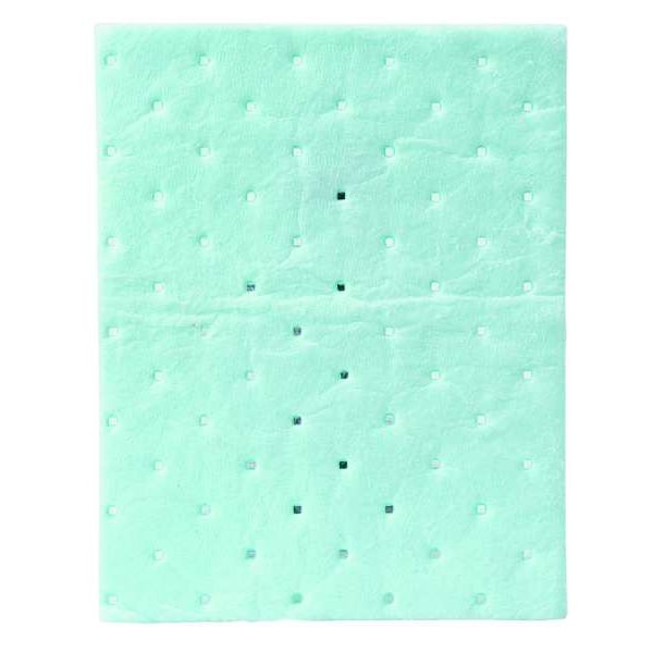 Sorbents, 11 gal/pk, 6 oz/pad, Harsh Chemicals Absorbed, Green, Polypropylene, 200 PK