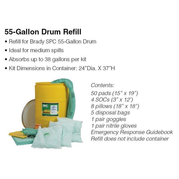 Spill Kit Refill, Universal, Gray