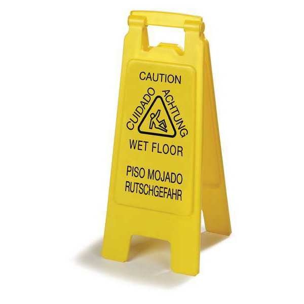 Economy Wet Floor Sign, Yellow, 25in, PK6