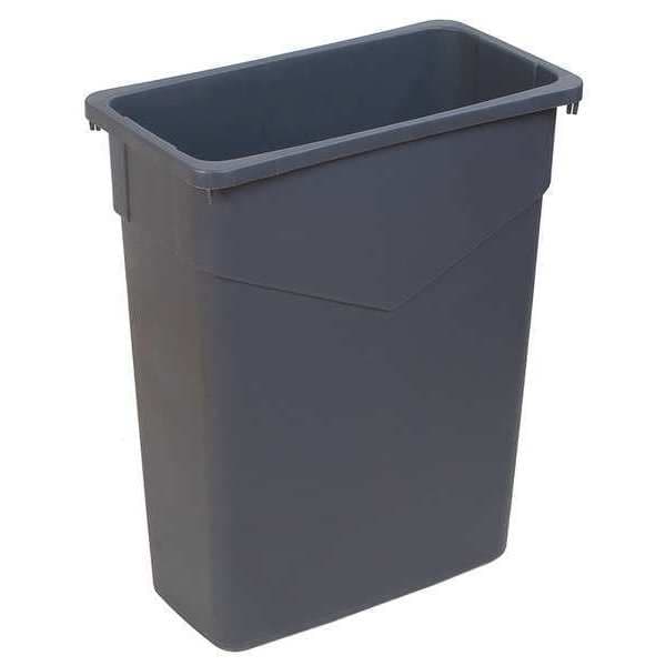 15 gal Rectangular Trash Can, Gray, LLDPE
