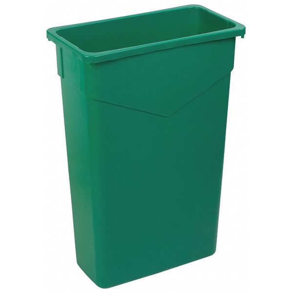 23 gal Rectangular Trash Can, Green, LLDPE