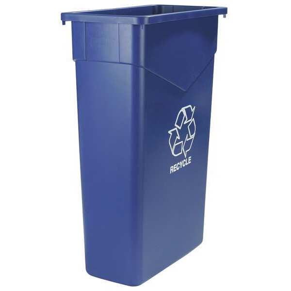 23 gal Rectangular Recycling Bin, Open Top, Satin Alum/Satin Alum, Polyethylene (LLDPE), 1 Openings