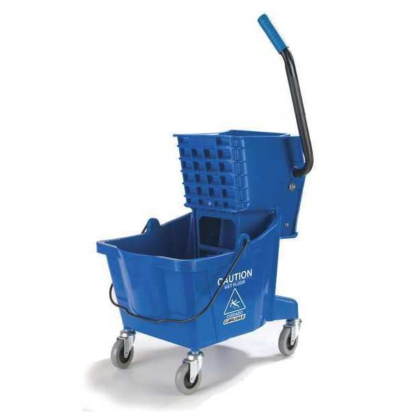 Mop Bucket, Side Press Wringer, 26qt, Blue
