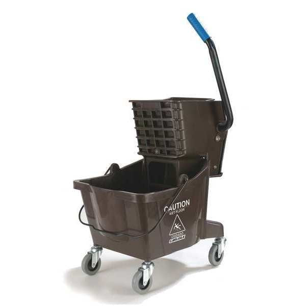 Mop Bucket, Side Press Wringer, 26qt, Brown