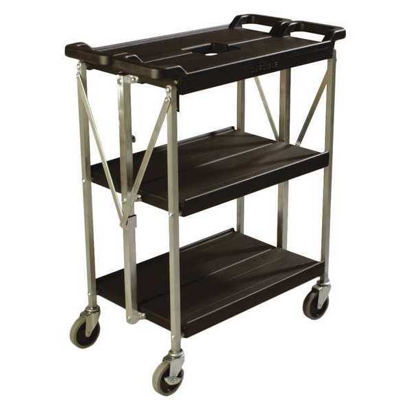 Polyethylene Fold N Go Cart 15 in x 21 in - Black, 3 Shelves, 350 lb